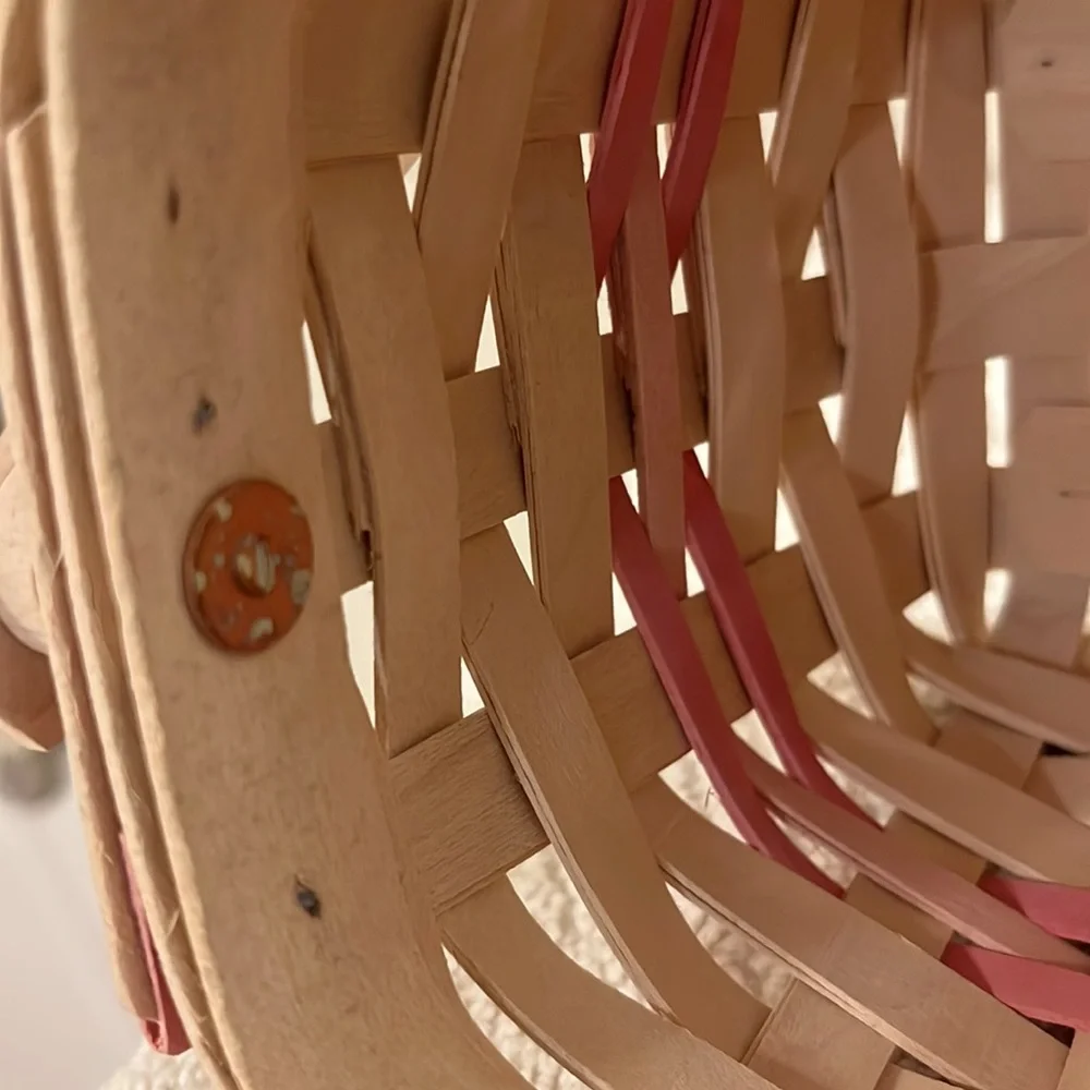 Vintage 2001 Longaberger Horizon of Hope Basket Pink Trim Swing Handle Protector